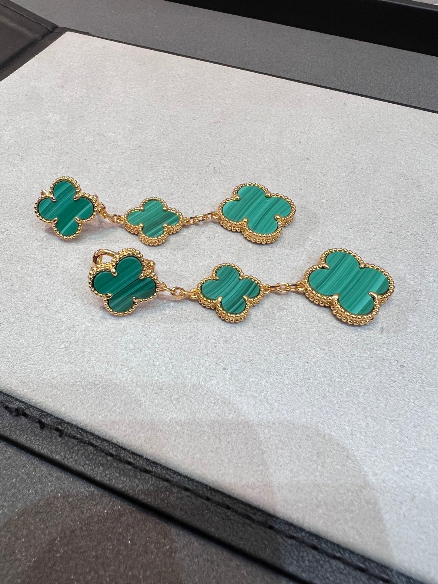[✨ROSE💎]CLOVER MALACHITE 3 MOTIFS GOLD
