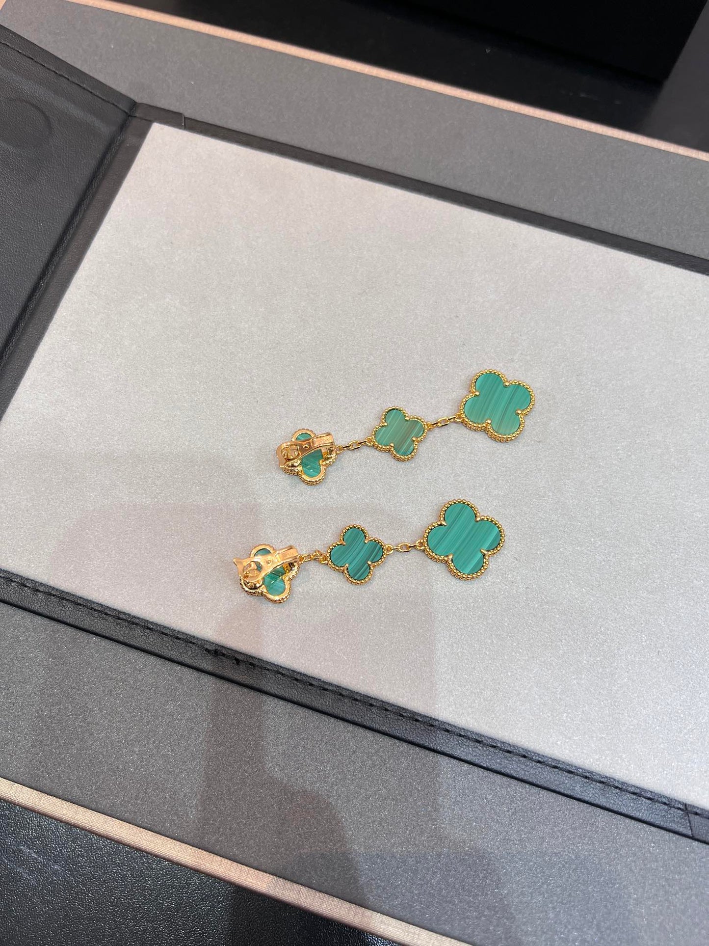[✨ROSE💎]CLOVER MALACHITE 3 MOTIFS GOLD