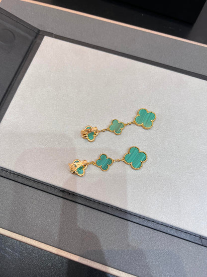 [✨ROSE💎]CLOVER MALACHITE 3 MOTIFS GOLD