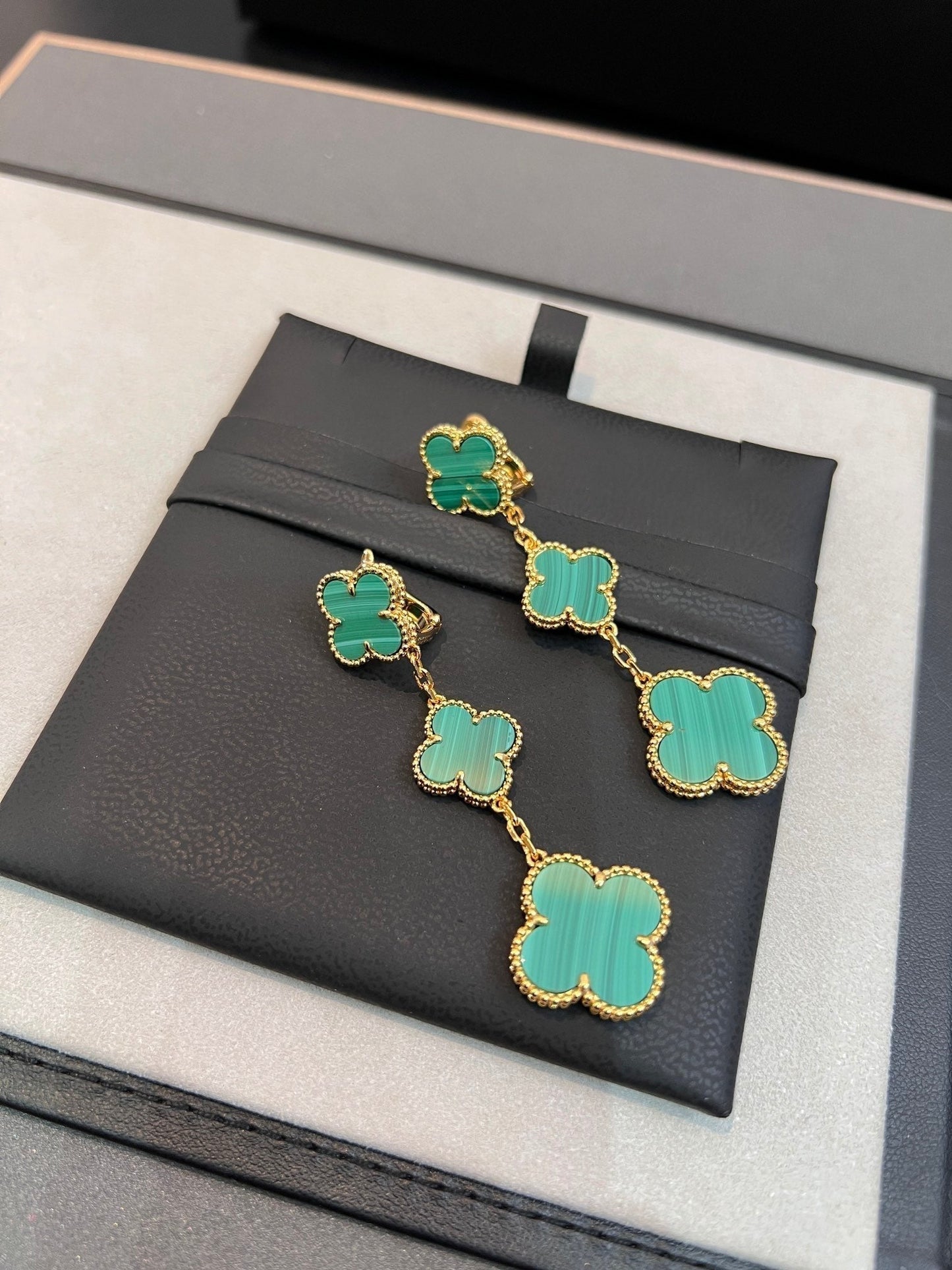 [✨ROSE💎]CLOVER MALACHITE 3 MOTIFS GOLD