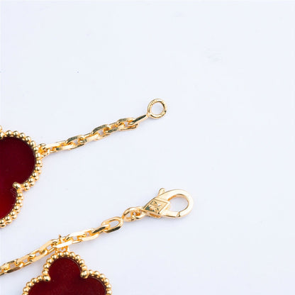 [✨ROSE💎]CLOVER BRACELET 5 MOTIFS CARNELIAN TIGER EYE
