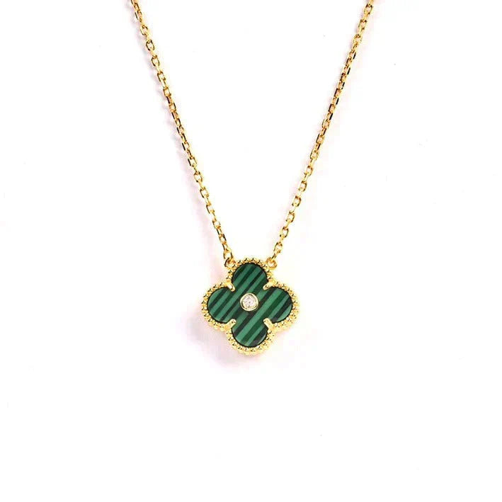 [✨ROSE💎]CLOVER 15MM DIAMOND TURQUOISE NECKLACE