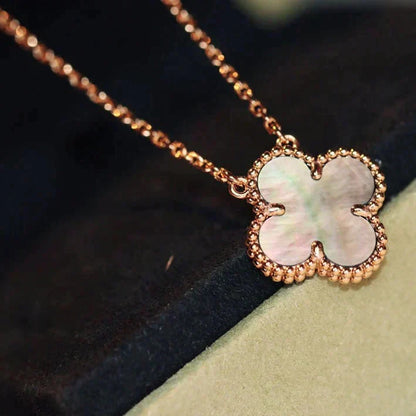 [✨ROSE💎]CLOVER 15MM  GRAY MOTHER OF PEARL NECKLACE