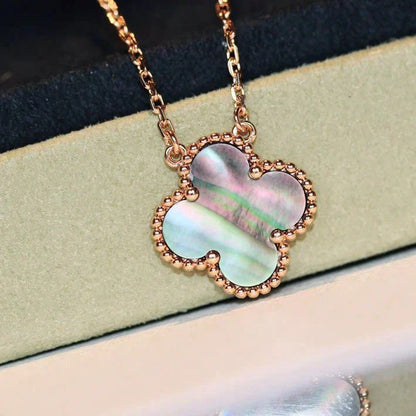 [✨ROSE💎]CLOVER 15MM  GRAY MOTHER OF PEARL NECKLACE