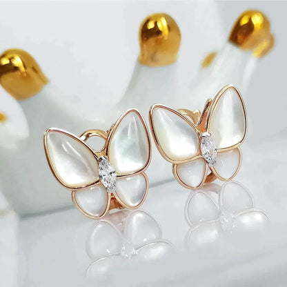[✨ROSE💎]BUTTERFLY MOP DIAMOND EARRINGS
