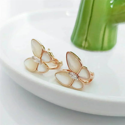[✨ROSE💎]BUTTERFLY MOP DIAMOND EARRINGS