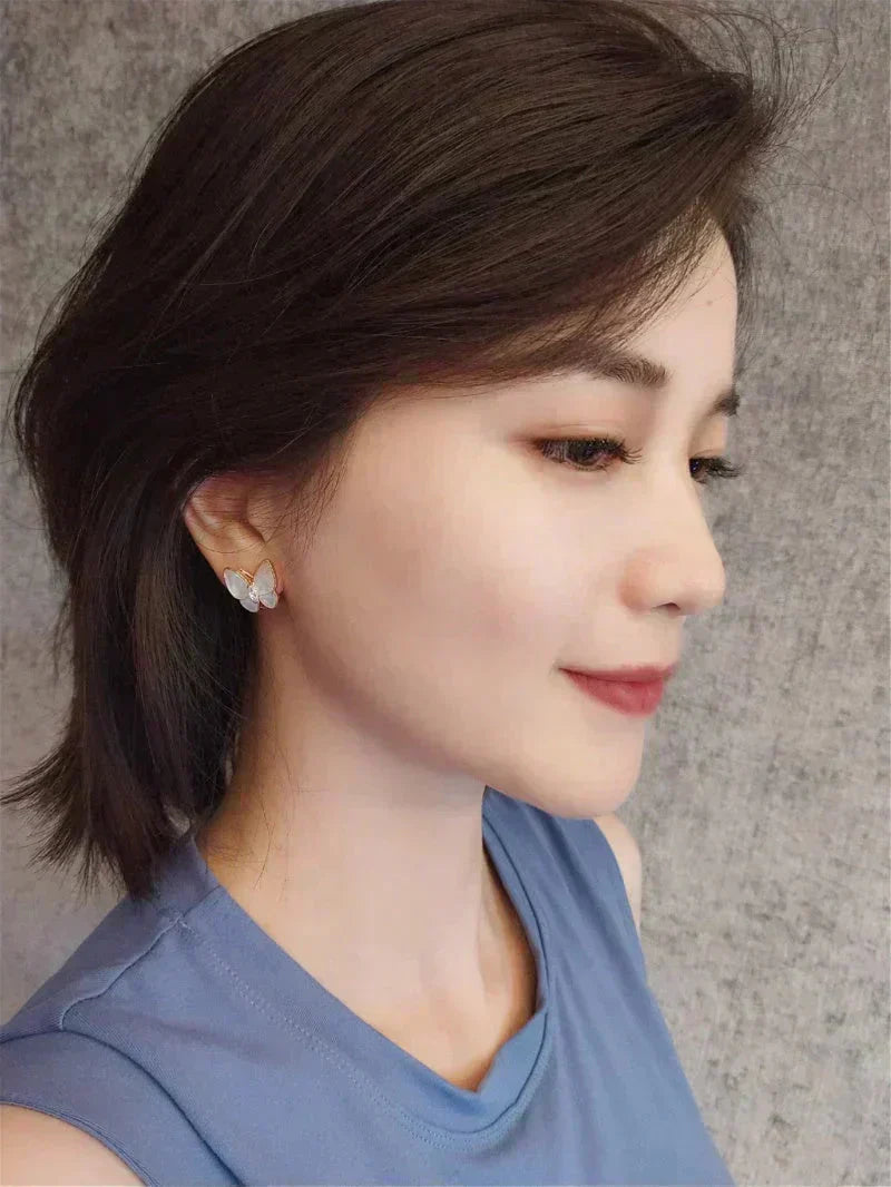 [✨ROSE💎]BUTTERFLY MOP DIAMOND EARRINGS