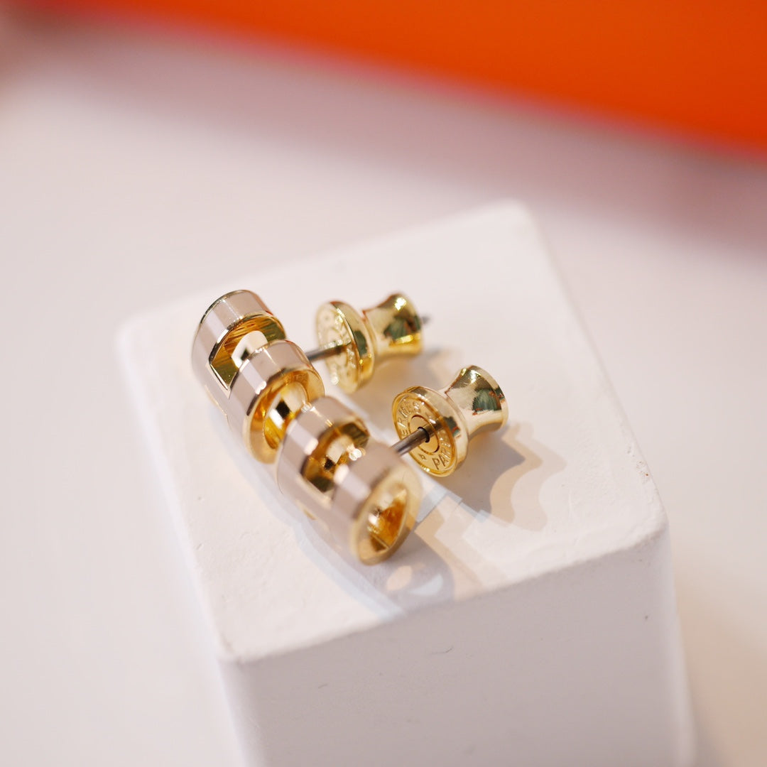 [✨ROSE💎]MINI POP H GOLD EARRINGS GREY