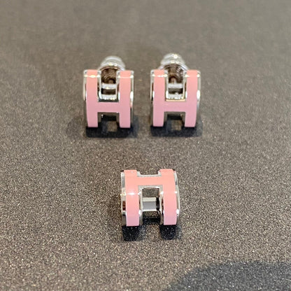 [✨ROSE💎]MINI POP H SILVER EARRINGS PINK