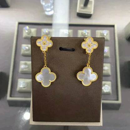 [✨ROSE💎]CLOVER  2 MOTIFS  DIAMOND  EARRINGS (MULTIPLE CHOICESç´