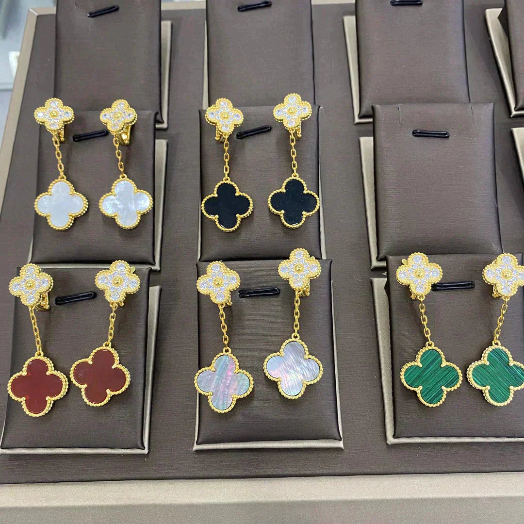 [✨ROSE💎]CLOVER  2 MOTIFS  DIAMOND  EARRINGS (MULTIPLE CHOICESç´