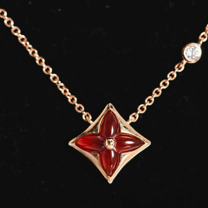 [✨ROSE💎]STAR NECKLACE PINK GOLD 1 DIAMOND