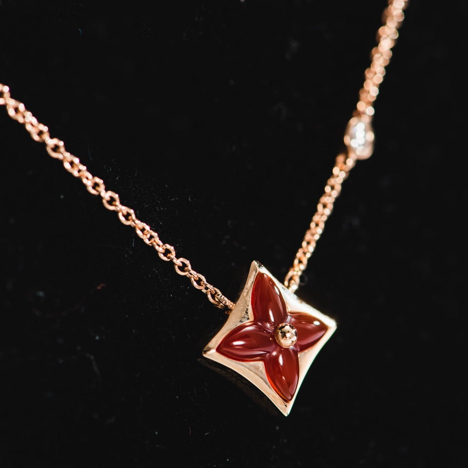 [✨ROSE💎]STAR NECKLACE PINK GOLD 1 DIAMOND