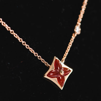 [✨ROSE💎]STAR NECKLACE PINK GOLD 1 DIAMOND