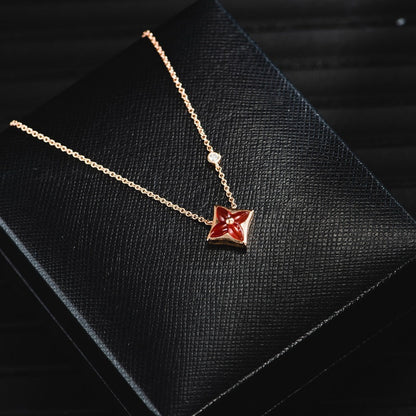 [✨ROSE💎]STAR NECKLACE PINK GOLD 1 DIAMOND