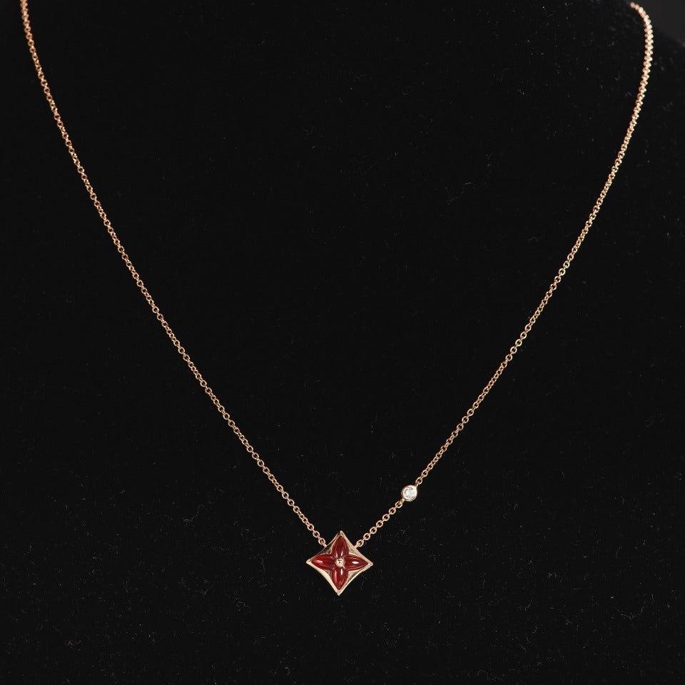 [✨ROSE💎]STAR NECKLACE PINK GOLD 1 DIAMOND
