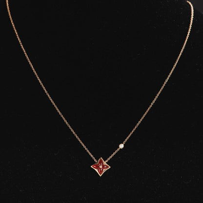 [✨ROSE💎]STAR NECKLACE PINK GOLD 1 DIAMOND
