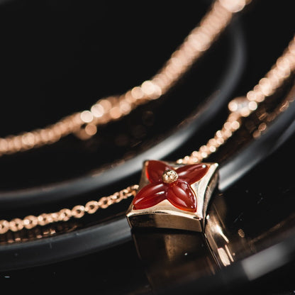 [✨ROSE💎]STAR NECKLACE PINK GOLD 1 DIAMOND