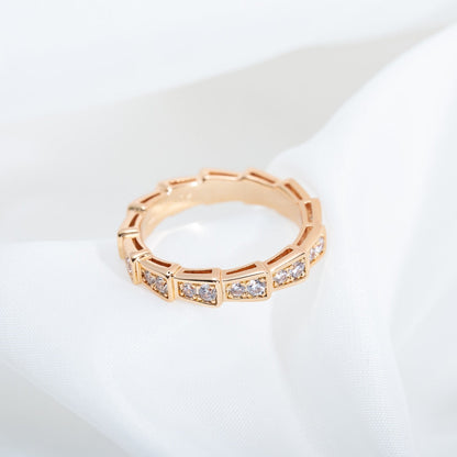 [✨ROSE💎]SERPENTI RING PINK GOLD DIAMOND PAVED 3MM