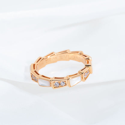 [✨ROSE💎]SERPENTI RING PINK GOLD DIAMOND MOP 3MM