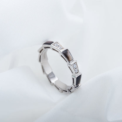 [✨ROSE💎]SERPENTI RING SILVER  DIAMOND BLACK MOP 3MM