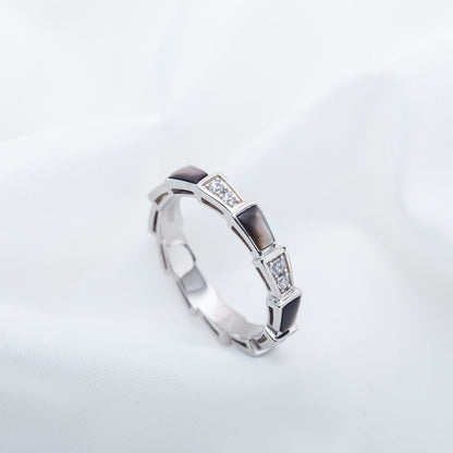 [✨ROSE💎]SERPENTI RING SILVER  DIAMOND BLACK MOP 3MM