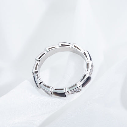 [✨ROSE💎]SERPENTI RING SILVER  DIAMOND BLACK MOP 3MM