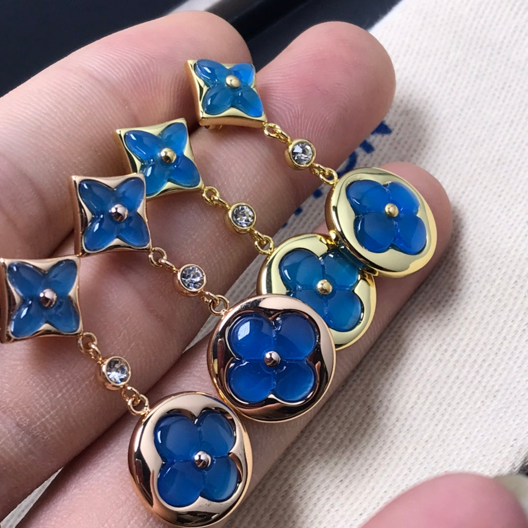 [✨ROSE💎]STAR AND SUN AGATE DIAMOND EARRINGS