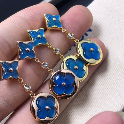 [✨ROSE💎]STAR AND SUN AGATE DIAMOND EARRINGS