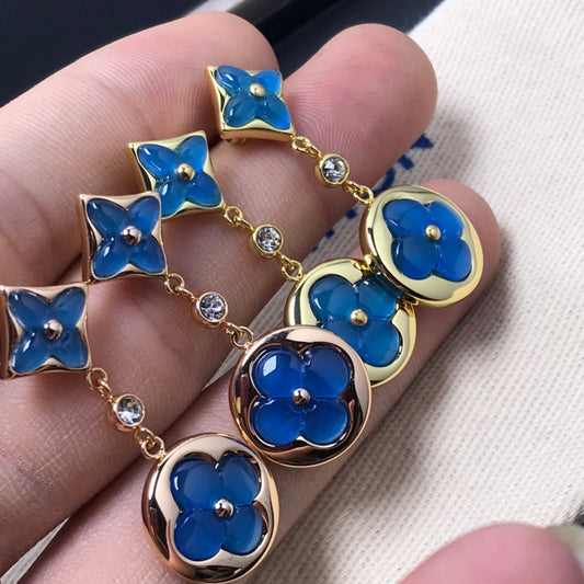 [✨ROSE💎]STAR AND SUN AGATE DIAMOND EARRINGS