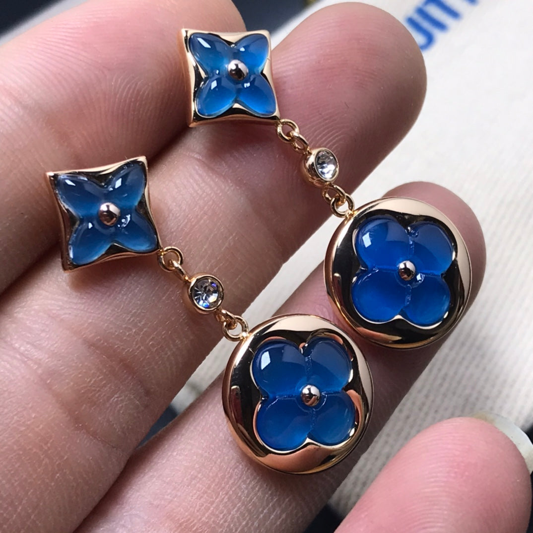 [✨ROSE💎]STAR AND SUN AGATE DIAMOND EARRINGS
