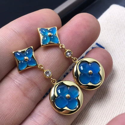 [✨ROSE💎]STAR AND SUN AGATE DIAMOND EARRINGS