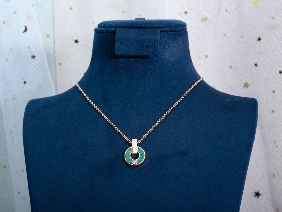 [✨ROSE💎]GARI NECKLACE PINK GOLD MALACHITE