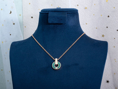 [✨ROSE💎]GARI NECKLACE PINK GOLD MALACHITE