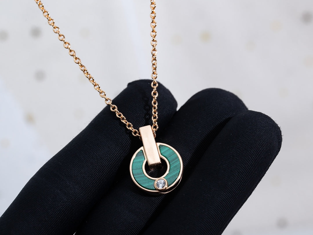 [✨ROSE💎]GARI NECKLACE PINK GOLD MALACHITE