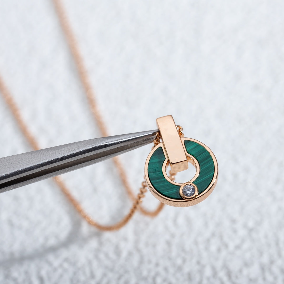 [✨ROSE💎]GARI NECKLACE PINK GOLD MALACHITE