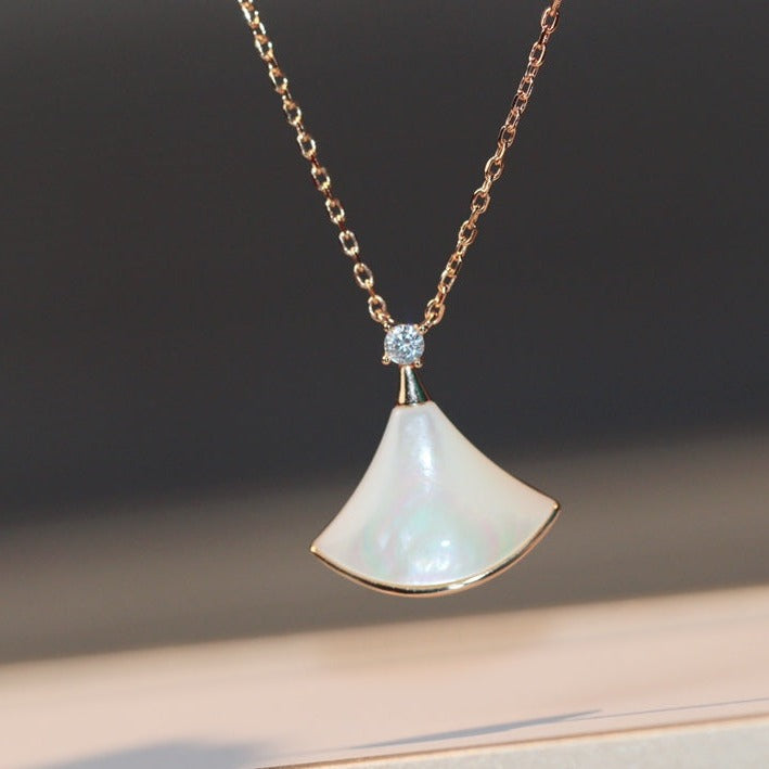 [✨ROSE💎]DREAM NECKLACE WHITE MOP PINK GOLD 1 DIAMOND