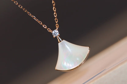 [✨ROSE💎]DREAM NECKLACE WHITE MOP PINK GOLD 1 DIAMOND