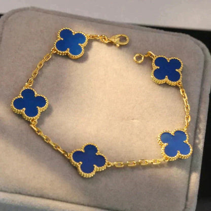 [✨ROSE💎] CLOVER 5 MOTIF BLUE AGATE BRACELET COLLECTION