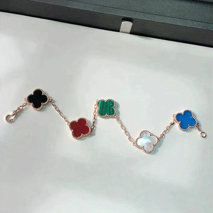 [✨ROSE💎]CLOVER 5 MOTIFS MULTICOLOR BRACELET