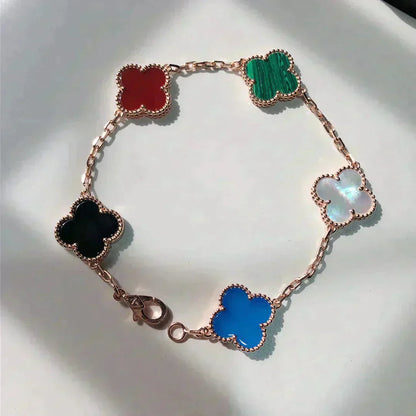 [✨ROSE💎]CLOVER 5 MOTIFS MULTICOLOR BRACELET