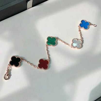 [✨ROSE💎]CLOVER 5 MOTIFS MULTICOLOR BRACELET