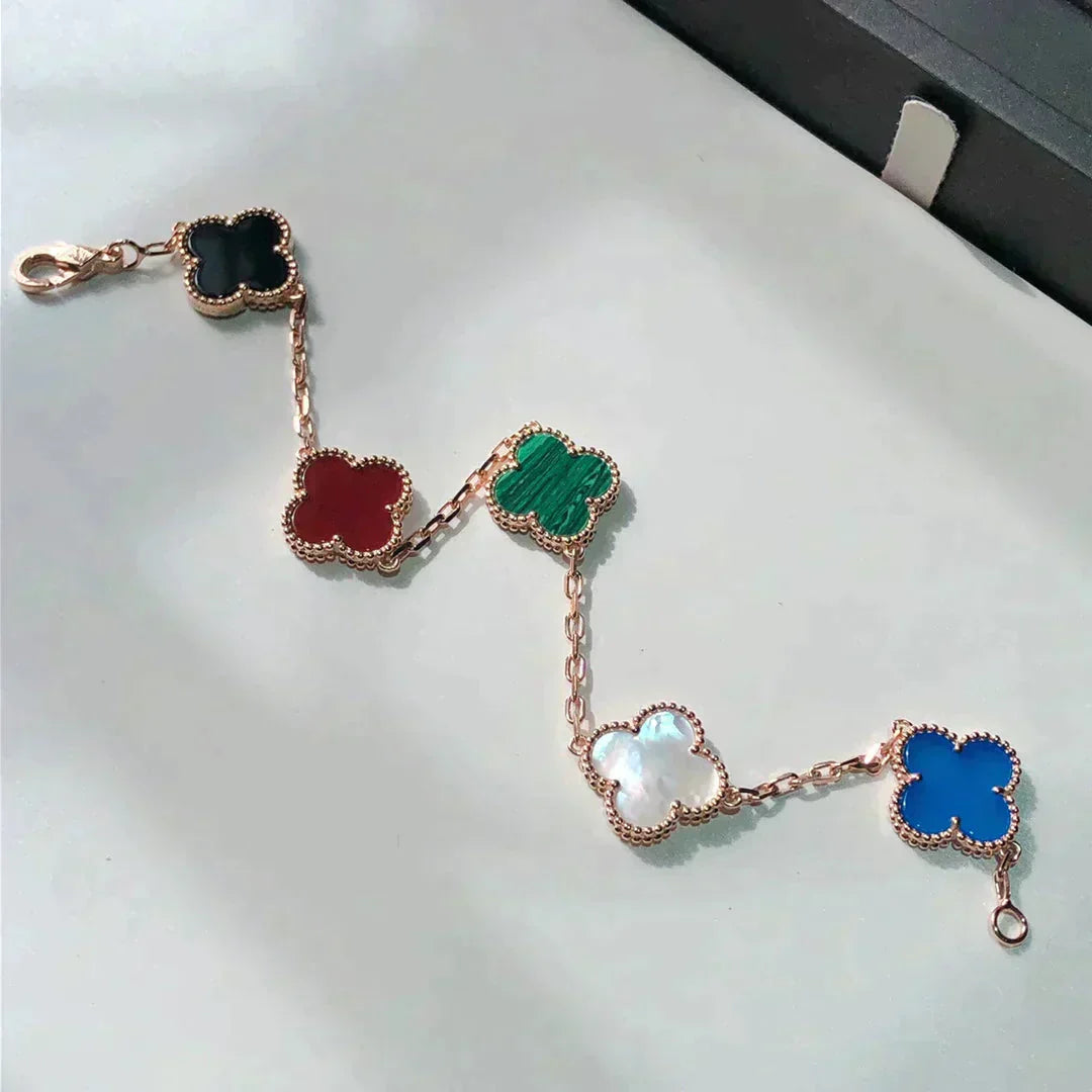 [✨ROSE💎]CLOVER 5 MOTIFS MULTICOLOR BRACELET