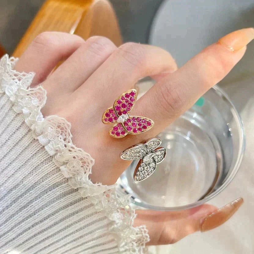 [✨ROSE💎]TWIN BUTTERFLY DIAMOND RING