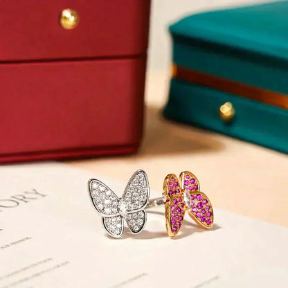 [✨ROSE💎]TWIN BUTTERFLY DIAMOND RING