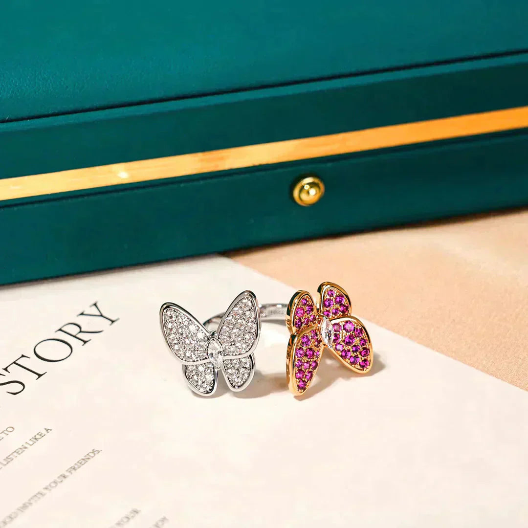 [✨ROSE💎]TWIN BUTTERFLY DIAMOND RING