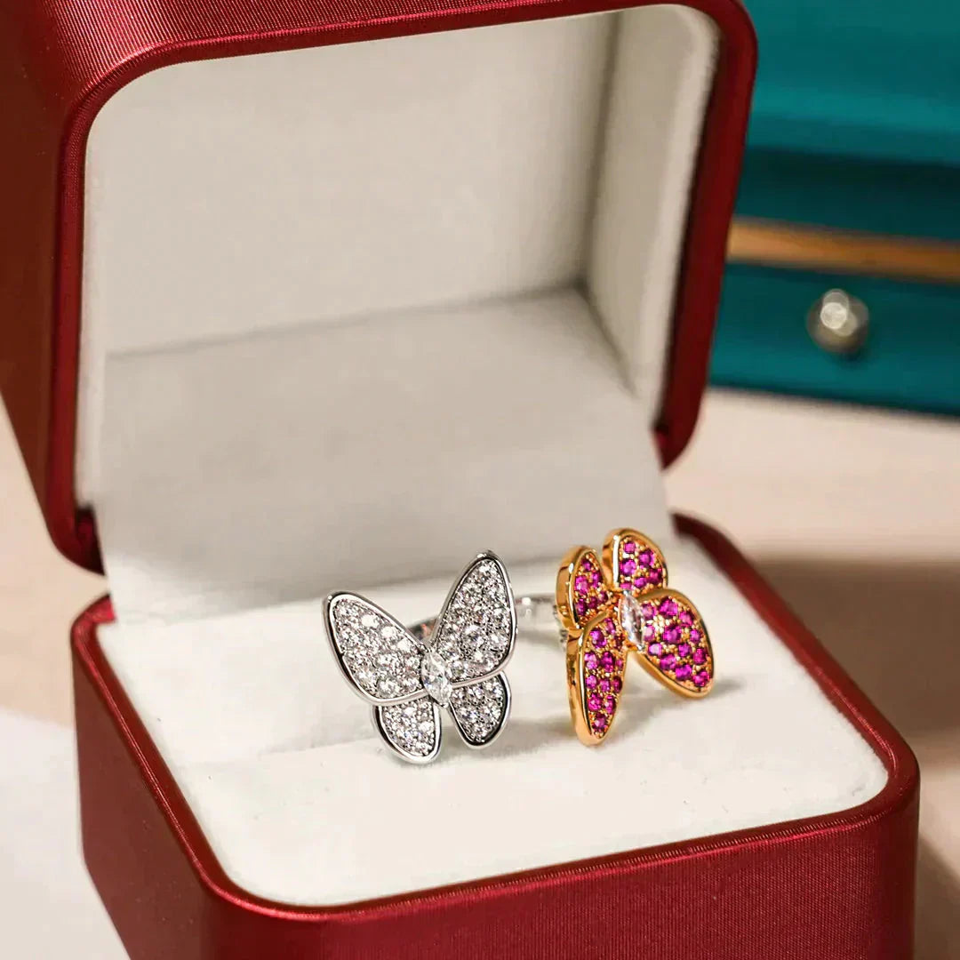 [✨ROSE💎]TWIN BUTTERFLY DIAMOND RING