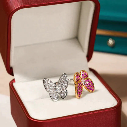 [✨ROSE💎]TWIN BUTTERFLY DIAMOND RING