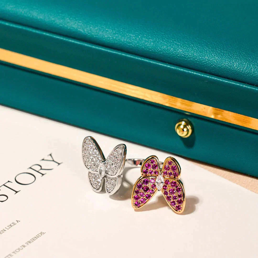 [✨ROSE💎]TWIN BUTTERFLY DIAMOND RING