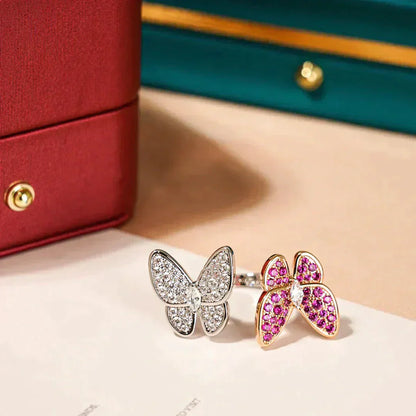 [✨ROSE💎]TWIN BUTTERFLY DIAMOND RING